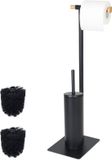 Merkloos Relaxdays Toiletbutler - Toiletborstel met Houder - WC-Rolhouder - Staand