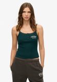 Superdry Athletic Essentials camitop met knopen en borduursel - Dames - Vesten - dark pine green - UK8-EU36