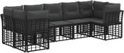 vidaXL - Buiten - bank - set - 6 - zitplekken - Zwart en donkergrijs - Polyester