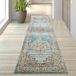 Tapis d'extérieur Oosterse Vintage, bleu-crème, dimensions : 80 x 300 cm