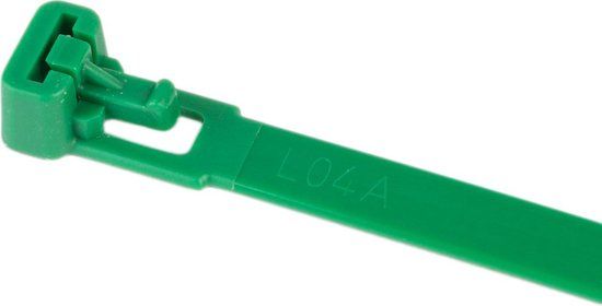 Hersluitbare kabelbinders groen 200mm x 7.6mm - 100 stuks