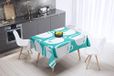 Bonamaison Tafelkleed, Anti-Mold, Sneldrogend, Waterdicht, 100% Polyester Tafellaken, Turkoois, wit, 140 x 140 Cm