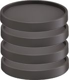 Prosperplast Plantenonderzetter/multiroller - 4x stuks - rond - antraciet - kunststof - 35 cm