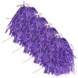 Cheerballs/pompoms - 4x - violet - avec franges et poignée annulaire - 28 cm