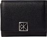 Merkloos / Sans marque Calvin Klein Emblem Pebb Portemonnee Zwart Leer RFID 4 Pasjes Vrouwen