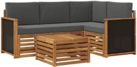 vidaXL Hoek loungeset 4 zitplekken Polyester Natuurlijk en Antraciet Inclusief tafel