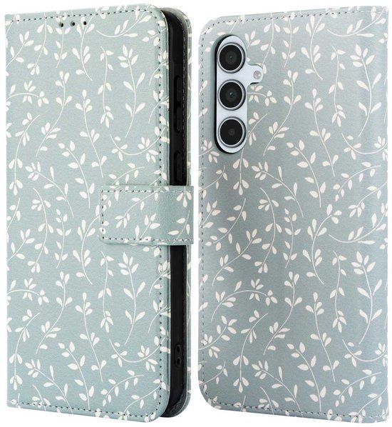 imoshion Design Bookcase voor de Samsung Galaxy A35 - Smoke Green Flowers