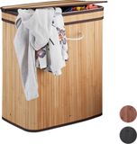 Merkloos Relaxdays Wasmand - 95 l - 2 vakken - bamboe - wit