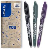 PILOT - Set van 3 FriXion Ball 07 - uitwisbare pen met warmtegevoelige inkt - navulbare rollerbalpen - zwart, groen, paars - medium punt