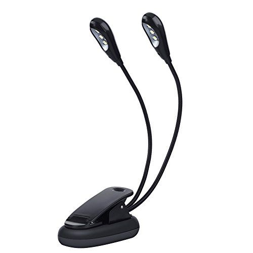 Dilwe LED-Licht für Notenständer, Einstellbar Doppelkopf Clip auf Lampe mit USB-Kabel Lampe für E-Reader Buch & Bett Kopfteil(6 Perlen)