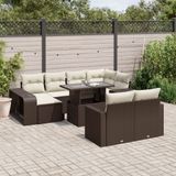 Maison Exclusive - Ensemble de meubles de jardin 11 pièces avec canapé et coussins, marron, en polyrotin