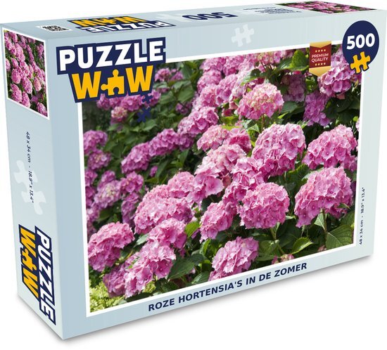 MuchoWow Puzzel roze hortensia's in de zomer - Legpuzzel - Puzzel 500 stukjes