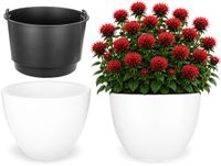 KADAX Bloempot met binnenpot, plastic sierpot vorstbestendig voor bloemen en planten, staand wit 46x36cm