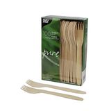 Papstar 18199 Houten vorken/wegwerpvorken "pure" (100 stuks) lengte 16,5 cm van natuurlijk licht berkenhout voor barbecuefeesten of verjaardagen, stabiel wegwerpservies, splintervrij gebruik, #18199