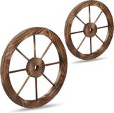 Relaxdays Houten Wagenwiel - Set van 2 - Ø 40 cm - Bruin