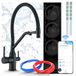 Ari Robinet de cuisine avec système de filtration d'eau, osmose inverse 800 Gpd, Wi-Fi, sans réservoir, robinet à deux poignées, rotatif à 360 degrés, laiton, noir mat