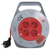 EMOS - Kabelhaspel 4x Frans stopcontact, kabellengte 10 meter, FRENCH-standaard, PVC