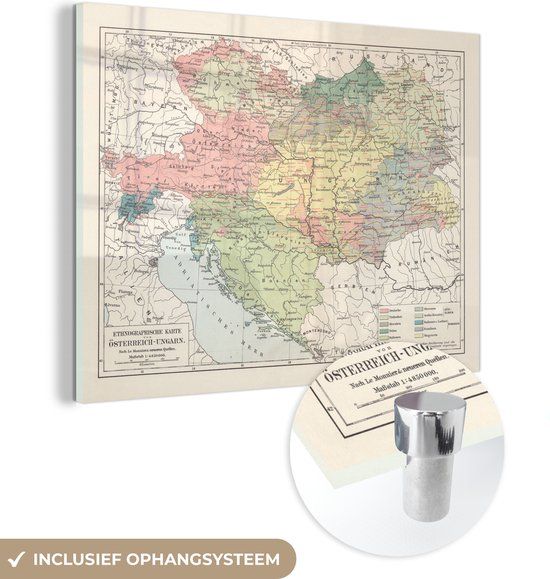 MuchoWow® Glass Painting 120x90 cm - Acrylic Glass Painting - History - Colors - Map - Photo on Glass - Paintings