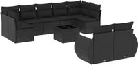 vidaXL 10-delige loungeset met kussens, polyrattan, zwart