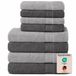 Komfortec Handdoekenset – Set van 8 - 4x Handdoek 50x100 cm en 4x Badhanddoek 70x140 cm - 100% Katoen - Antraciet & Grijs
