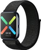 Strap-it Nylon Smartwatch bandje - Zwart - Geschikt voor Oppo Watch 41mm