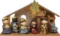Merkloos / Sans marque IKO Kerststal voor kinderen - met beeldjes en verlichting - 28 cm