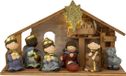 Merkloos / Sans marque IKO Kerststal voor kinderen - met beeldjes en verlichting - 28 cm