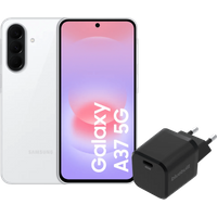 Samsung Galaxy A37 256GB Wit 5G + BlueBuilt Oplader met Usb C Poort 45W Zwart
