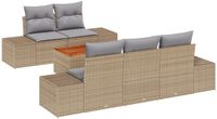 vidaXL Tuinbank Set 6-st Beige en Lichtgrijs Polyrattan
