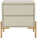 Vente-unique Nachtkastje met 2 lades - MDF en metaal - Beige en goud - KORASA