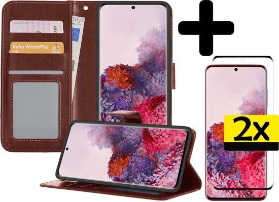 LUQ Book Case for Samsung Galaxy S20 - Brown - Includes Screen Protector