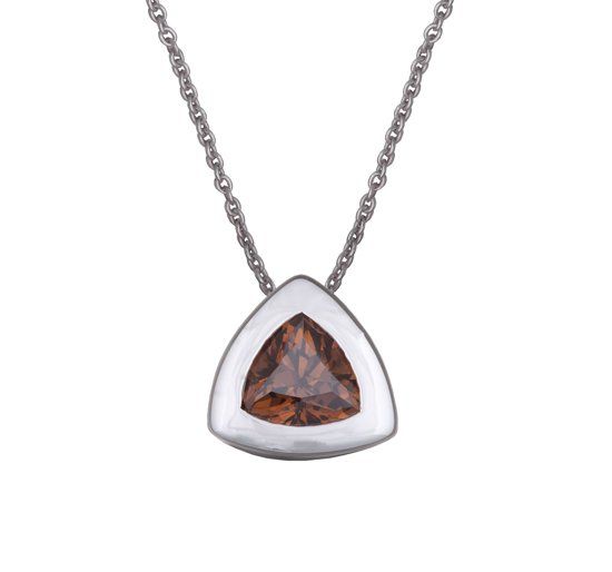 Orphelia Hanger + Ketting Triangle Zirconium Coffee ZH-4567