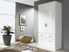 Armoire CELLON blanc 2 portes et 4 tiroirs blanc brillant