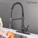Unyqoos Robinet de cuisine, Noir, Cuivre, pivotant à 360 degrés, Douchette extractible, 3 débits