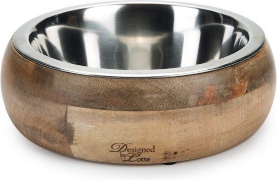 Designed by Lotte Mandira - Hondenvoerbak - Hout - 21 cm - Bruin