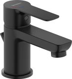 Duravit D-Code ééngreeps wastafelmengkraan S, met trekstang FreshStart, MinusFlow zwart M.