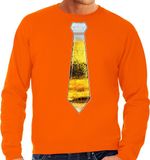 Bellatio Decorations Apres ski sweater voor heren - bier stropdas - oranje - wintersport - snowboarden S