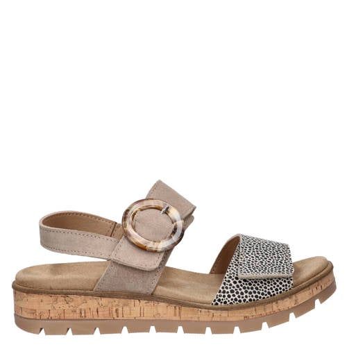 Nelson Flex suède sandalen met sleehak taupe