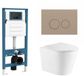 QeramiQ Dely Toiletset - inbouwreservoir Qeramiq Flush - slim zitting - kunststof taupe bedieningsplaat - ronde knoppen - mat wit