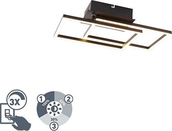 QAZQA Plazas Novo - LED Plafondlamp - Zwart - 50cm - Dimbaar