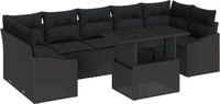 vidaXL Tuinbank - Set - 8 - st - Zwart - poly - rattan
