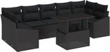 vidaXL Tuinbank - Set - 8 - st - Zwart - poly - rattan