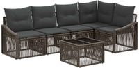 vidaXL Tuinbankenset 6-delig Grijs Polyrattan