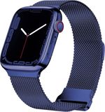 By Qubix - Milanese band - Donkerblauw - Extra sterke magneet - Geschikt voor Apple Watch 38mm / 40mm / 41mm / 42mm