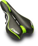 Voltano Sport Fietszadel – Gel Trekking Zadel – Met Uitsparing – Unisex - Zwart / Groen - Inclusief Zadelstrop