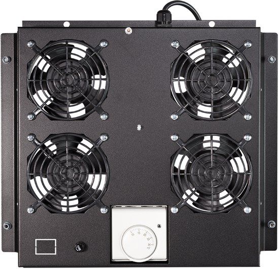 LogiLink Ventilatorlade voor bovenkant rek - met 4 koelventilatoren, thermostaat - 220-240 V wisselstroom V - lichtgrijs, RAL 7035