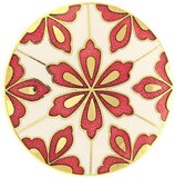 Behave Broche rond met bloemen wit rood - emaille sierspeld - sjaalspeld