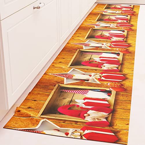 PETTI Artigiani Italiani - Tapijt voor de keuken, Kerstmis, loper voor de keuken, antislip en wasbaar, 52 x 100 cm, design elf 100% Made in Italy