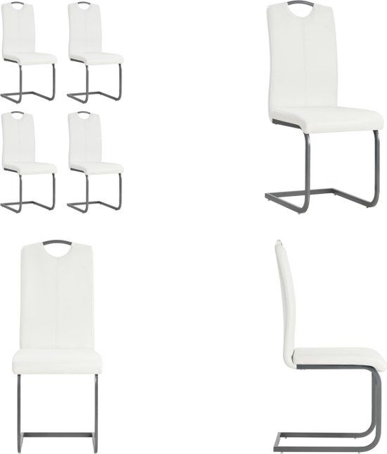 vidaXL Dining Chairs - 4-Piece Set - Faux Leather - White
