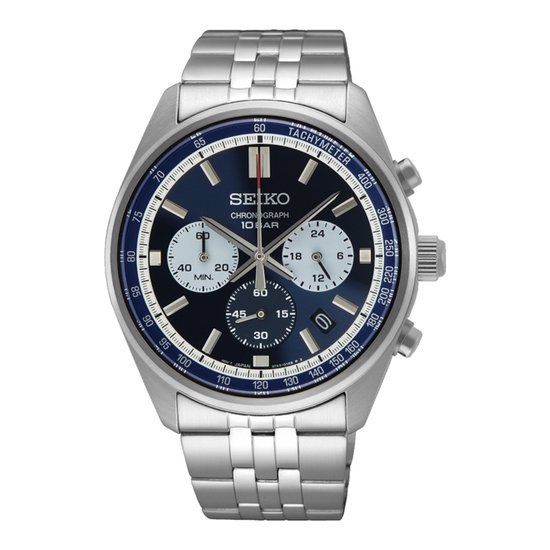 Seiko SSB427P1 Heren Horloge Zilverkleurig Blauw Mineraalglas 41.5 mm
